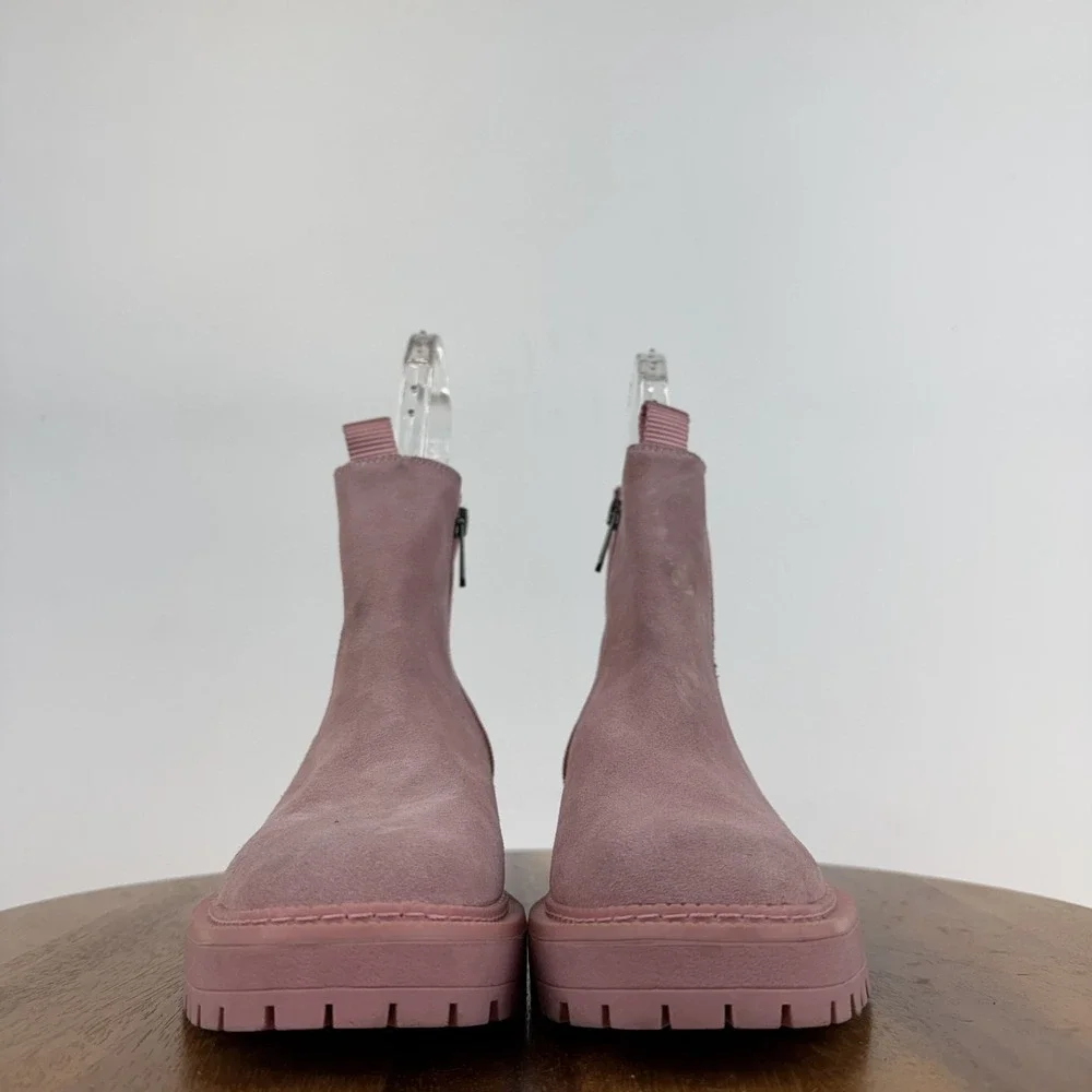 Big Kids Sam Edelman Laguna Pink Leather Lug Sole Chelsea Ankle Boots‎ Size 4 Y